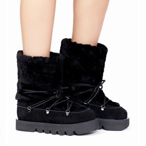 New Women's Equitare boots Suede/Mouton Black